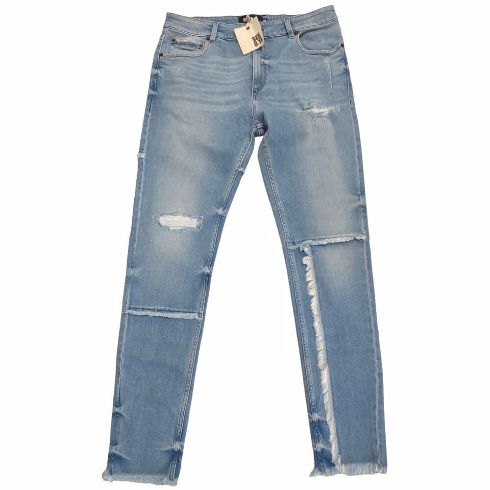 SER.O.YA Men’s Nate Skinny Jeans Sz 32x30 Light Washed Distressed UNISEX Stretch